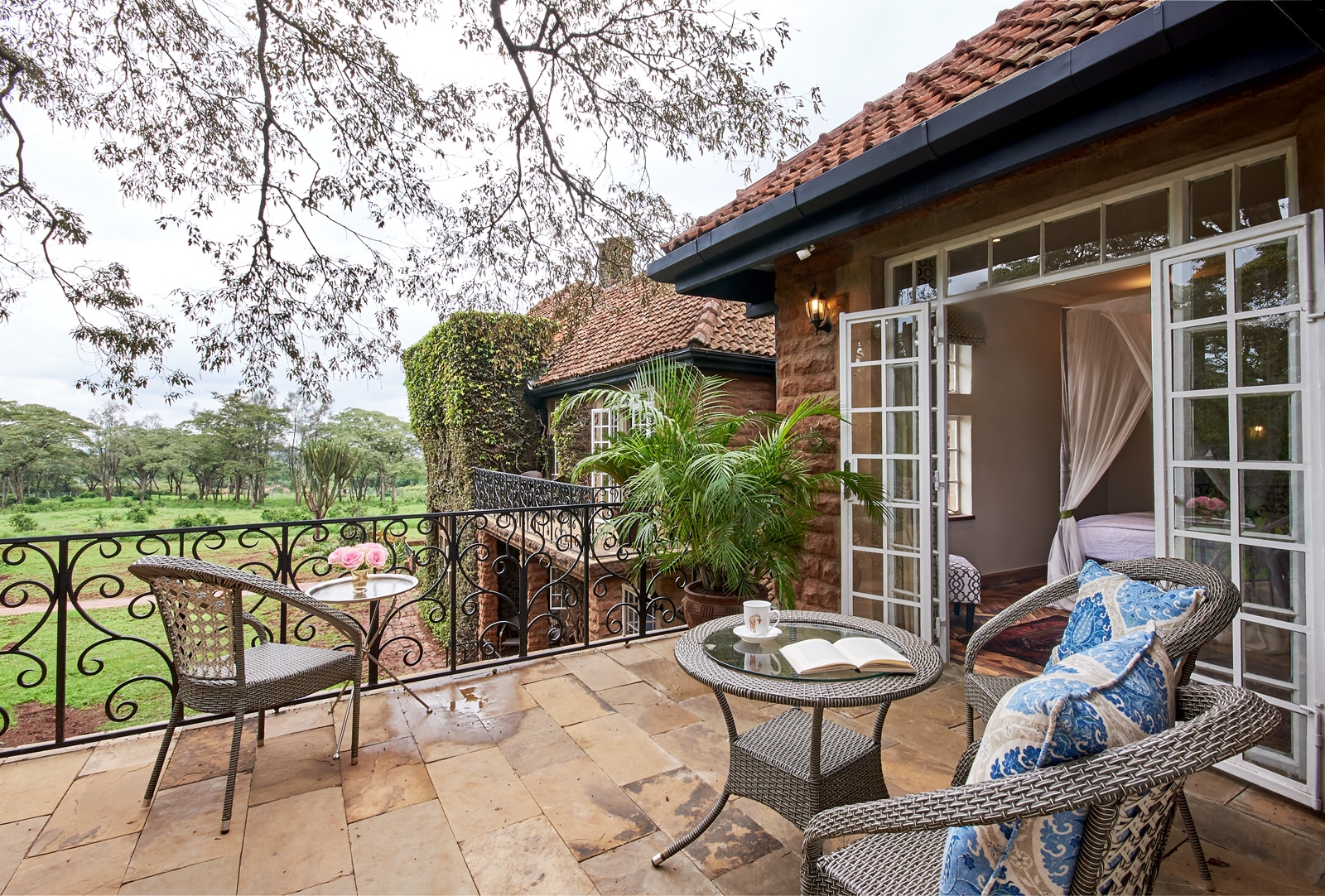 Giraffe Manor Kenya terrasse privée de la chambre